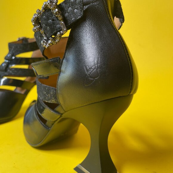 Fluevog ESOTERIC TEMPTATIONS ROS STRAPPY SHOE W/ SKULLS, size 9.5, black. - Picture 6 of 16